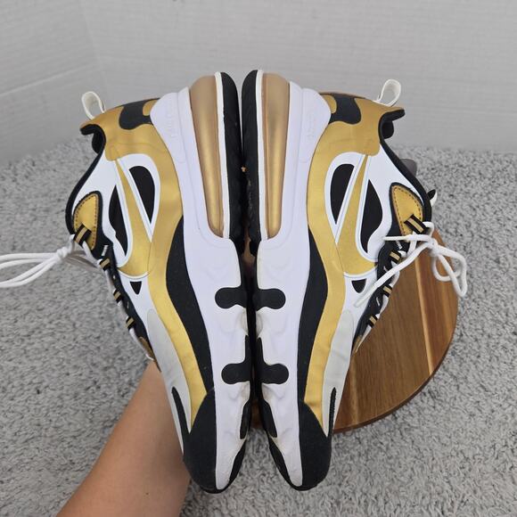 Nike Mens 11.5 Air Max 270 React White Metallic Gold Athletic Sneaker CW7298-100 - Picture 7 of 12
